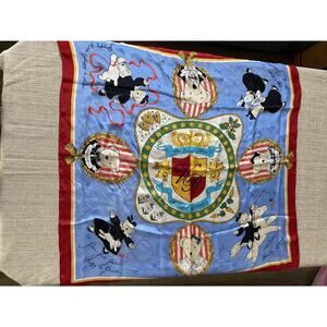 VANDERBEARS SILK SCARF VINTAGE COLLECTIBLE 33X33